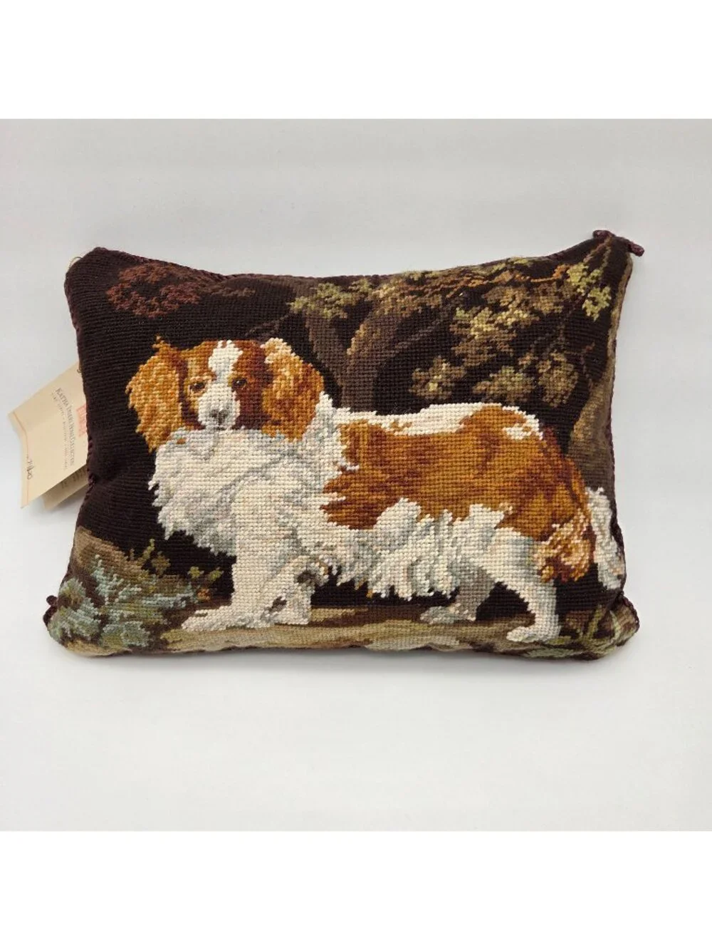 Katha Diddel King Charles Spaniel Dog Petit Point Tapestry Pillow Ltd Edition